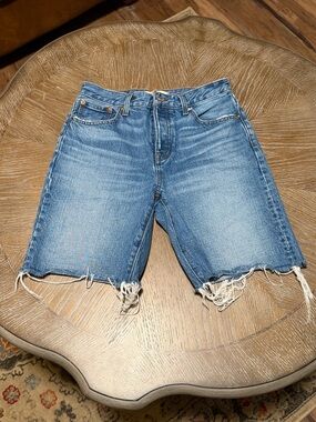 Madewell Distressed “Long Denim Shorts”